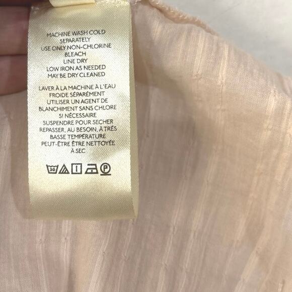 Free People Mikaela Light Pink Embroidered Button Front Tie Neck Cotton Tunic XS - Picture 13 of 14